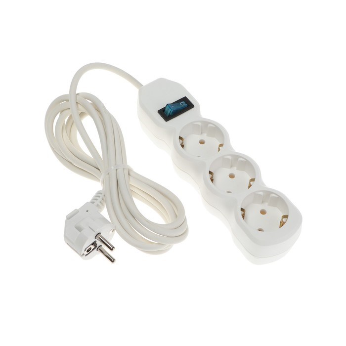 Удлинитель Luazon Lighting ECO, 3 розетки, 2.7 м, 16 А, 3500 Вт, ПВС 3×1 мм2, с заземлением, с выключателем, белый - фото 51399948 Удлинитель Luazon Lighting ECO, 3 розетки, 2.7 м, 16 А, 3500 Вт, ПВС 3×1 мм2, с заземлением, с выключателем, белый - фото 51399948