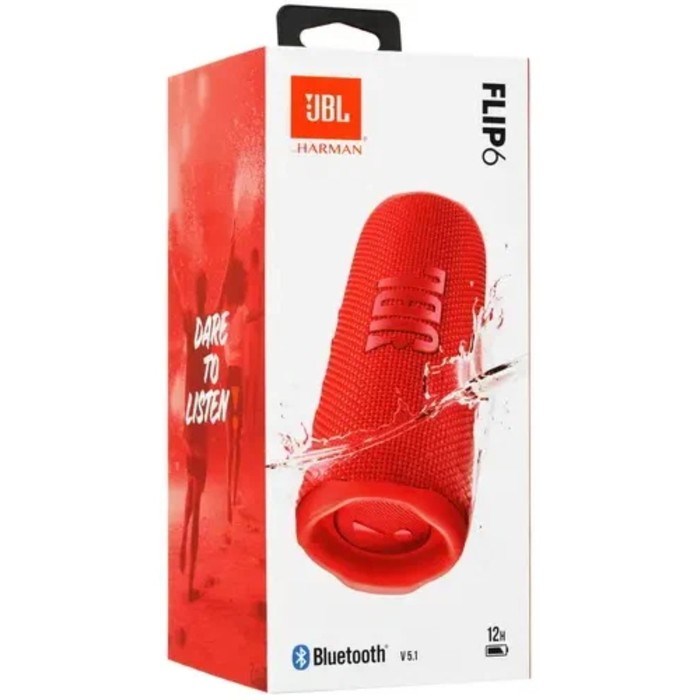 Портативная колонка JBL Flip 6, 30 Вт, BT 5.1, режим TWS, IP67, 4800 мАч, индикатор, красная - фото 51400005 Портативная колонка JBL Flip 6, 30 Вт, BT 5.1, режим TWS, IP67, 4800 мАч, индикатор, красная - фото 51400005