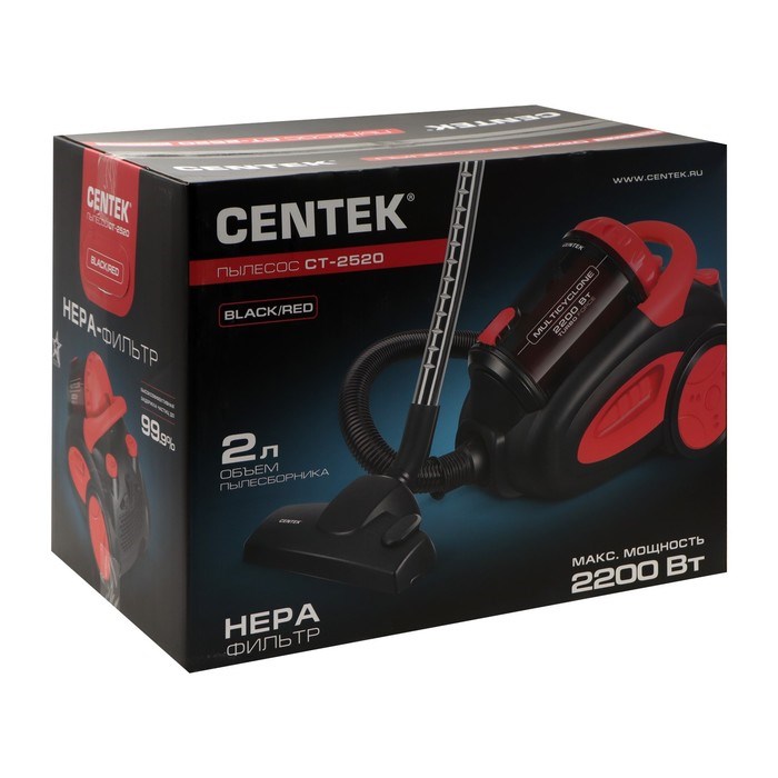 Пылесос Centek CT-2520, 2200/400 Вт, 2 л, красно-черный - фото 51400243 Пылесос Centek CT-2520, 2200/400 Вт, 2 л, красно-черный - фото 51400243