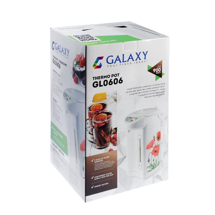 Термопот Galaxy GL 0606, 900 Вт, 5 л, рисунок "маки" - фото 51400632 Термопот Galaxy GL 0606, 900 Вт, 5 л, рисунок "маки" - фото 51400632