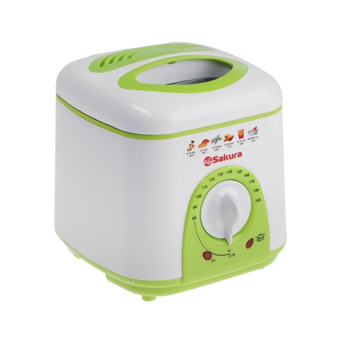 Фритюрница Sakura SA-7654GR, 950 Вт, 750 мл, антипригарное покрытие, фильтр, бело-салатовая - фото 51400647 Фритюрница Sakura SA-7654GR, 950 Вт, 750 мл, антипригарное покрытие, фильтр, бело-салатовая - фото 51400647