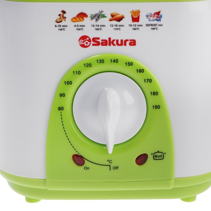Фритюрница Sakura SA-7654GR, 950 Вт, 750 мл, антипригарное покрытие, фильтр, бело-салатовая - фото 51400648 Фритюрница Sakura SA-7654GR, 950 Вт, 750 мл, антипригарное покрытие, фильтр, бело-салатовая - фото 51400648