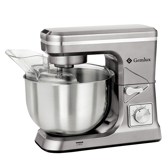 Миксер Gemlux GL-SM5.1GR, планетарный, 1000 Вт, 5 л, 6 скоростей, 3 мешалки, серебристый - фото 51401240 Миксер Gemlux GL-SM5.1GR, планетарный, 1000 Вт, 5 л, 6 скоростей, 3 мешалки, серебристый - фото 51401240