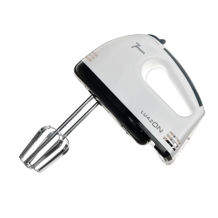 Миксер Luazon LMR-02, ручной, 180 Вт, 7 скоростей, 2 насадки, бело-чёрный - фото 51401419 Миксер Luazon LMR-02, ручной, 180 Вт, 7 скоростей, 2 насадки, бело-чёрный - фото 51401419