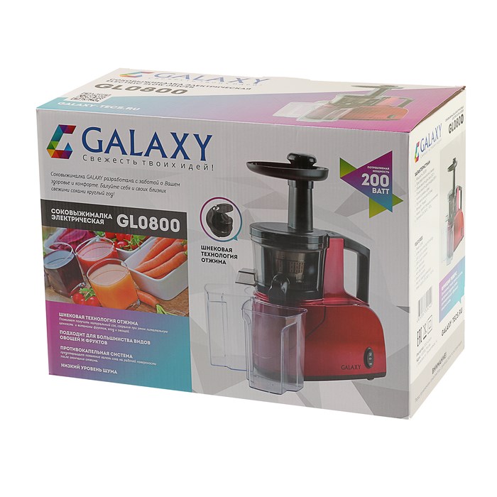 Соковыжималка Galaxy GL 0800, 200 Вт, 0.92 л, реверс, красная - фото 51401621 Соковыжималка Galaxy GL 0800, 200 Вт, 0.92 л, реверс, красная - фото 51401621