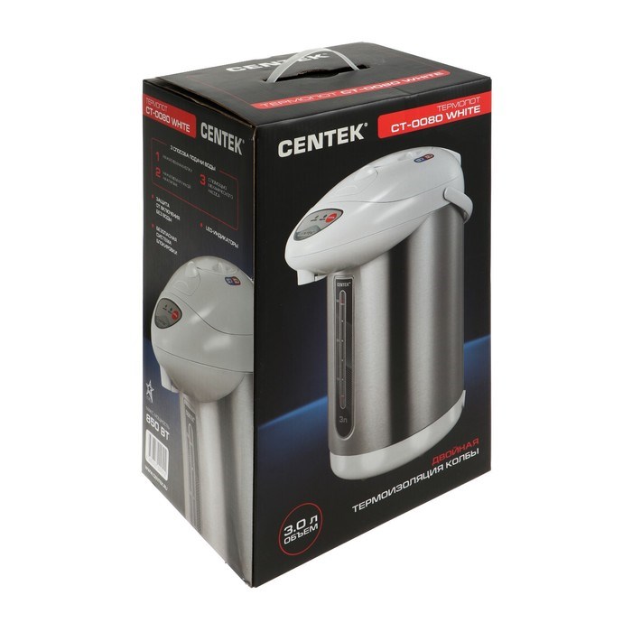 Термопот Centek CT-0080, 3 л, 600 Вт, белый - фото 51401809 Термопот Centek CT-0080, 3 л, 600 Вт, белый - фото 51401809