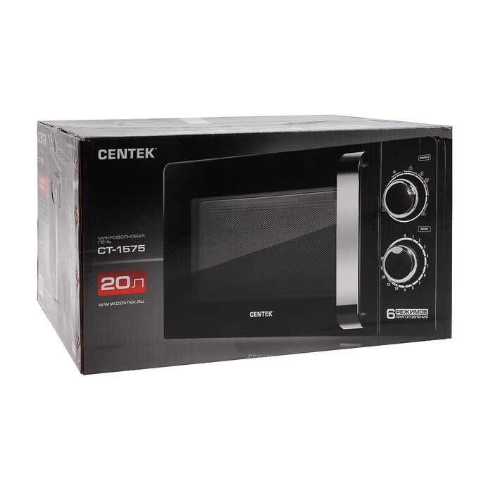 Микроволновая печь Centek CT-1575, 700 Вт, 20 л, 6 режимов, черная - фото 51401921 Микроволновая печь Centek CT-1575, 700 Вт, 20 л, 6 режимов, черная - фото 51401921