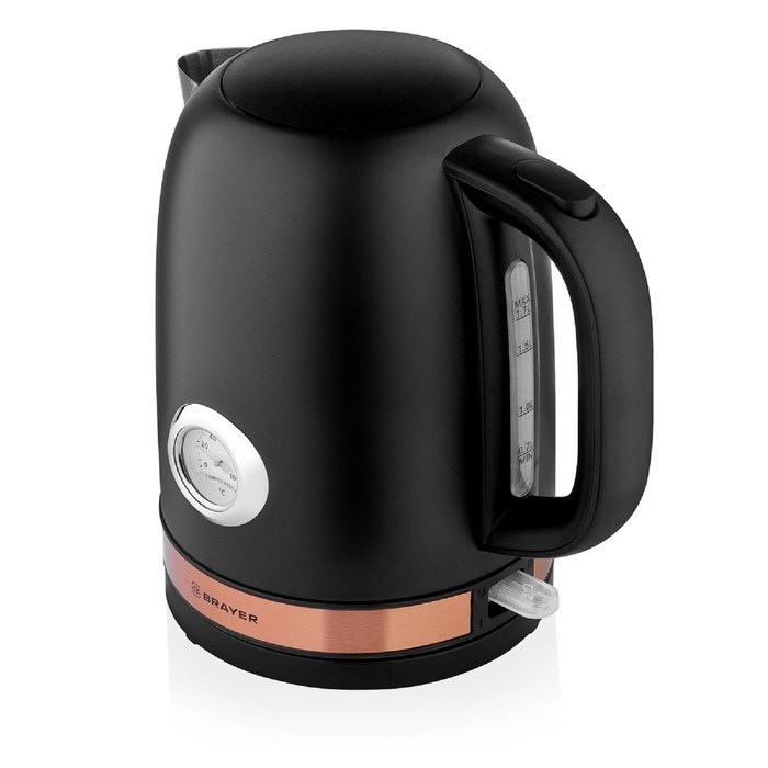 Чайник электрический BRAYER BR1005BK, металл, 1.7 л, 2200 Вт, термометр, чёрный - фото 51402598 Чайник электрический BRAYER BR1005BK, металл, 1.7 л, 2200 Вт, термометр, чёрный - фото 51402598
