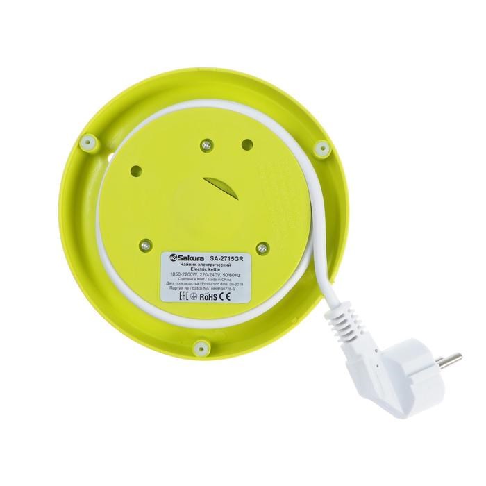 Чайник электрический Sakura SA-2715GR, стекло, 1.7 л, 2200 Вт, зеленый - фото 51402894 Чайник электрический Sakura SA-2715GR, стекло, 1.7 л, 2200 Вт, зеленый - фото 51402894
