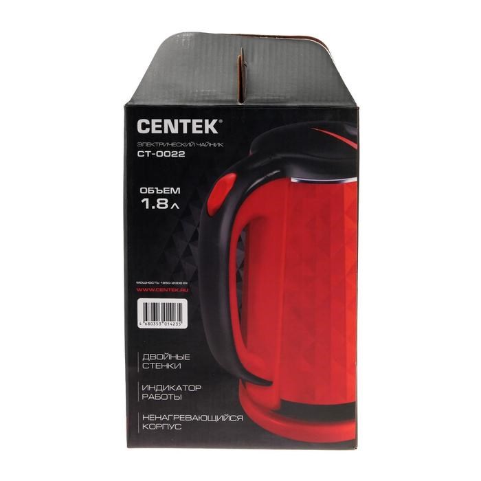 Чайник электрический Centek CT-0022, пластик, колба металл, 1.8 л, 2000 Вт, красный - фото 51402934 Чайник электрический Centek CT-0022, пластик, колба металл, 1.8 л, 2000 Вт, красный - фото 51402934
