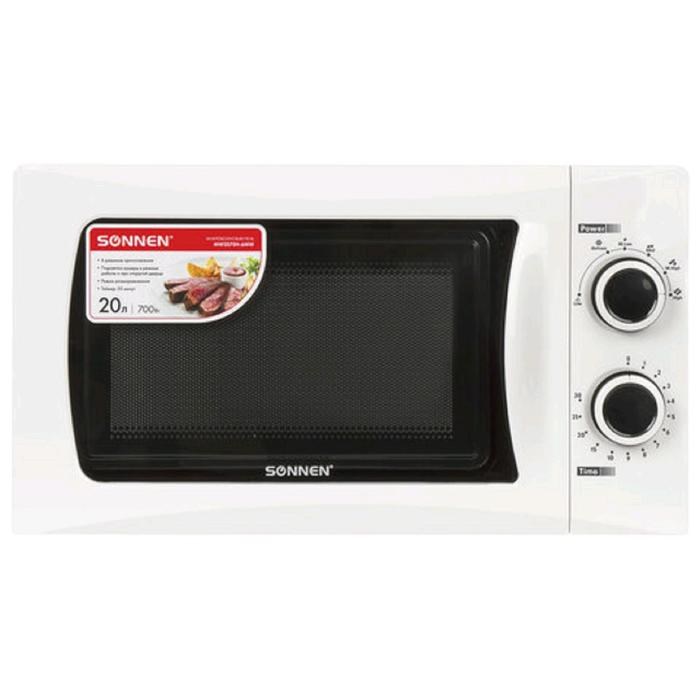 Микроволновая печь SONNEN MW2070H-6MW, 700 Вт, 20 л, таймер, чёрно-белая - фото 51403091 Микроволновая печь SONNEN MW2070H-6MW, 700 Вт, 20 л, таймер, чёрно-белая - фото 51403091