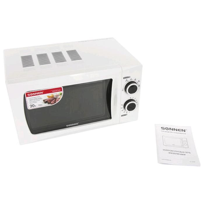 Микроволновая печь SONNEN MW2070H-6MW, 700 Вт, 20 л, таймер, чёрно-белая - фото 51403093 Микроволновая печь SONNEN MW2070H-6MW, 700 Вт, 20 л, таймер, чёрно-белая - фото 51403093