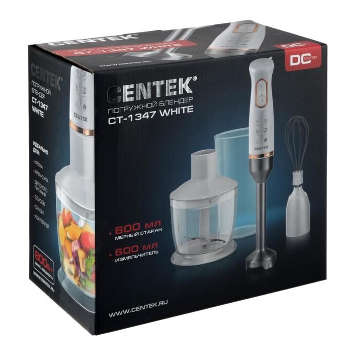 Блендер Centek CT-1347, погружной, 800 Вт, 0.6 л, 2 скорости, белый - фото 51403182 Блендер Centek CT-1347, погружной, 800 Вт, 0.6 л, 2 скорости, белый - фото 51403182