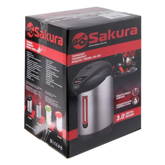 Термопот Sakura SA-352RS, 3 л, 750 Вт, красно-серебристый - фото 51403235 Термопот Sakura SA-352RS, 3 л, 750 Вт, красно-серебристый - фото 51403235