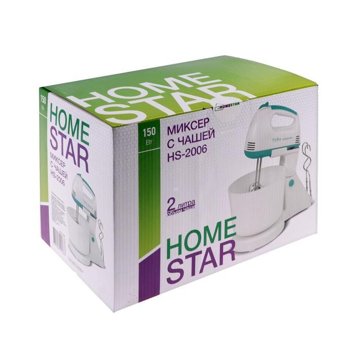 Миксер HOMESTAR HS-2006, стационарный, 150 Вт, 2 л, 7 скоростей, бело-бирюзовый - фото 51403580 Миксер HOMESTAR HS-2006, стационарный, 150 Вт, 2 л, 7 скоростей, бело-бирюзовый - фото 51403580