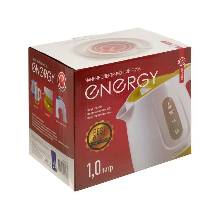 Чайник электрический ENERGY E-234, пластик, 1 л, 1100 Вт, бело-синий - фото 51403747 Чайник электрический ENERGY E-234, пластик, 1 л, 1100 Вт, бело-синий - фото 51403747