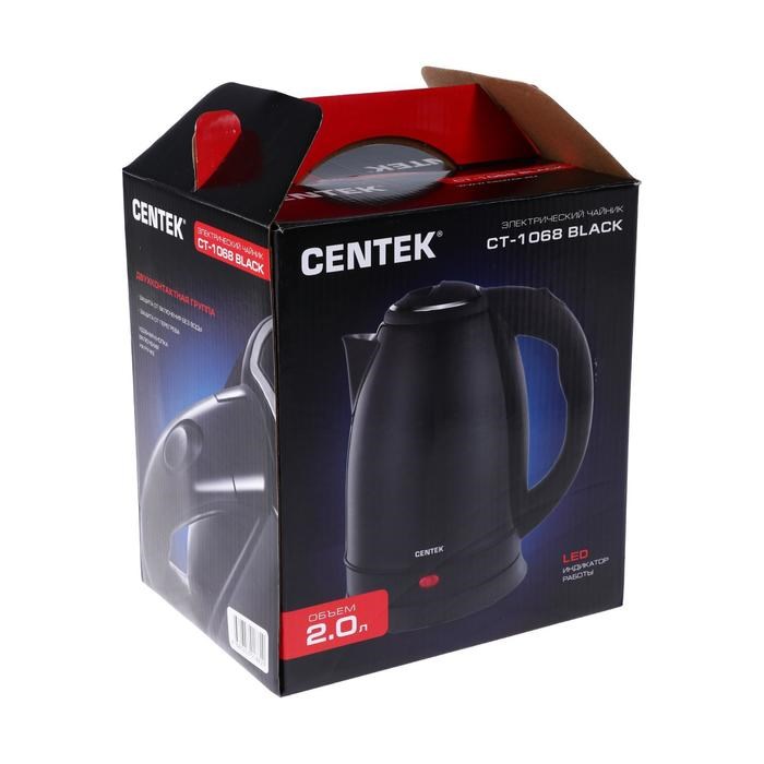 Чайник электрический Centek CT-1068, металл, 2 л, 2000 Вт, чёрный - фото 51404038 Чайник электрический Centek CT-1068, металл, 2 л, 2000 Вт, чёрный - фото 51404038