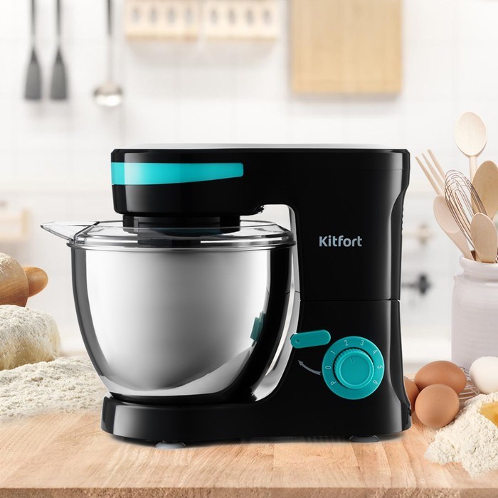 Миксер Kitfort КТ-3044-4, планетарный, 1000 Вт, 4 л, 6 скоростей, черно-бирюзовый - фото 51404259 Миксер Kitfort КТ-3044-4, планетарный, 1000 Вт, 4 л, 6 скоростей, черно-бирюзовый - фото 51404259