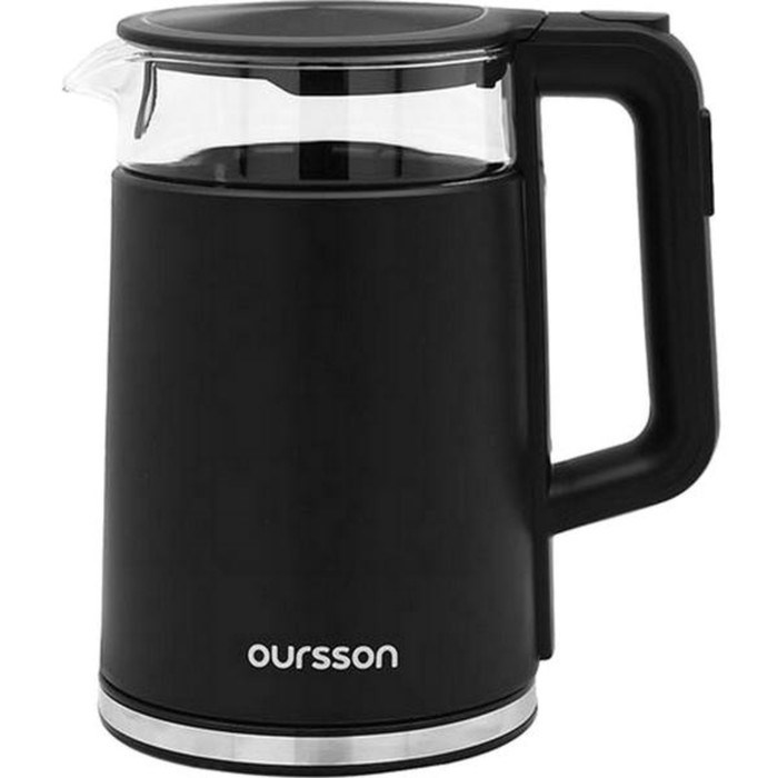 Чайник электрический Oursson EK1733WD/BL, пластик, колба стекло, 1.7 л, 2200 Вт, чёрный - фото 51404439 Чайник электрический Oursson EK1733WD/BL, пластик, колба стекло, 1.7 л, 2200 Вт, чёрный - фото 51404439
