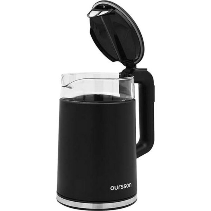 Чайник электрический Oursson EK1733WD/BL, пластик, колба стекло, 1.7 л, 2200 Вт, чёрный - фото 51404440 Чайник электрический Oursson EK1733WD/BL, пластик, колба стекло, 1.7 л, 2200 Вт, чёрный - фото 51404440