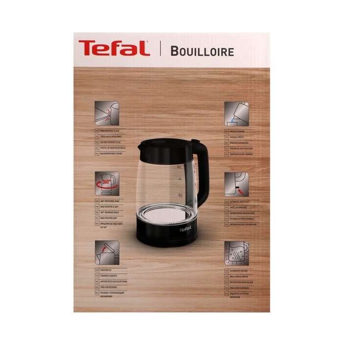 Чайник электрический Tefal KI840830, стекло, 1.7 л, 2200 Вт, чёрный - фото 51404570 Чайник электрический Tefal KI840830, стекло, 1.7 л, 2200 Вт, чёрный - фото 51404570