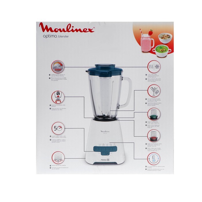 Блендер Moulinex LM488410, стационарный, 800 Вт, 1.75 л, 5 скоростей, белый - фото 51405209 Блендер Moulinex LM488410, стационарный, 800 Вт, 1.75 л, 5 скоростей, белый - фото 51405209