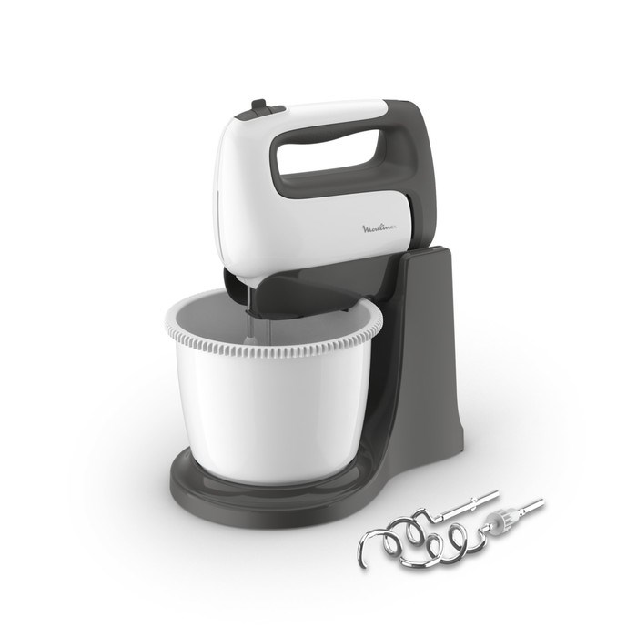 Миксер Moulinex HM464110, стационарный, 500 Вт, 5 скоростей, 4 насадки, бело-серый - фото 51405231 Миксер Moulinex HM464110, стационарный, 500 Вт, 5 скоростей, 4 насадки, бело-серый - фото 51405231