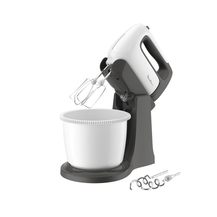 Миксер Moulinex HM464110, стационарный, 500 Вт, 5 скоростей, 4 насадки, бело-серый - фото 51405233 Миксер Moulinex HM464110, стационарный, 500 Вт, 5 скоростей, 4 насадки, бело-серый - фото 51405233