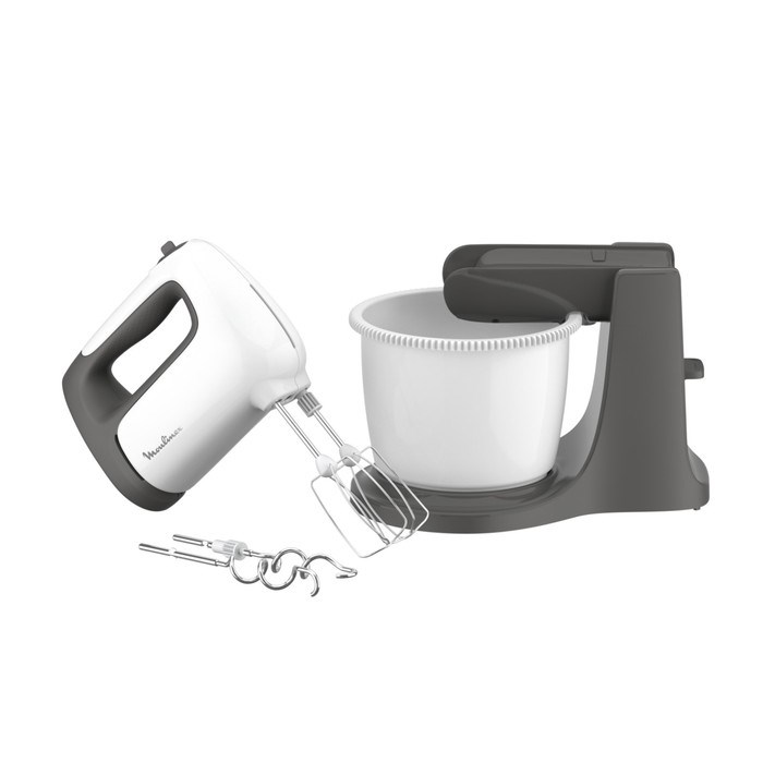 Миксер Moulinex HM464110, стационарный, 500 Вт, 5 скоростей, 4 насадки, бело-серый - фото 51405234 Миксер Moulinex HM464110, стационарный, 500 Вт, 5 скоростей, 4 насадки, бело-серый - фото 51405234