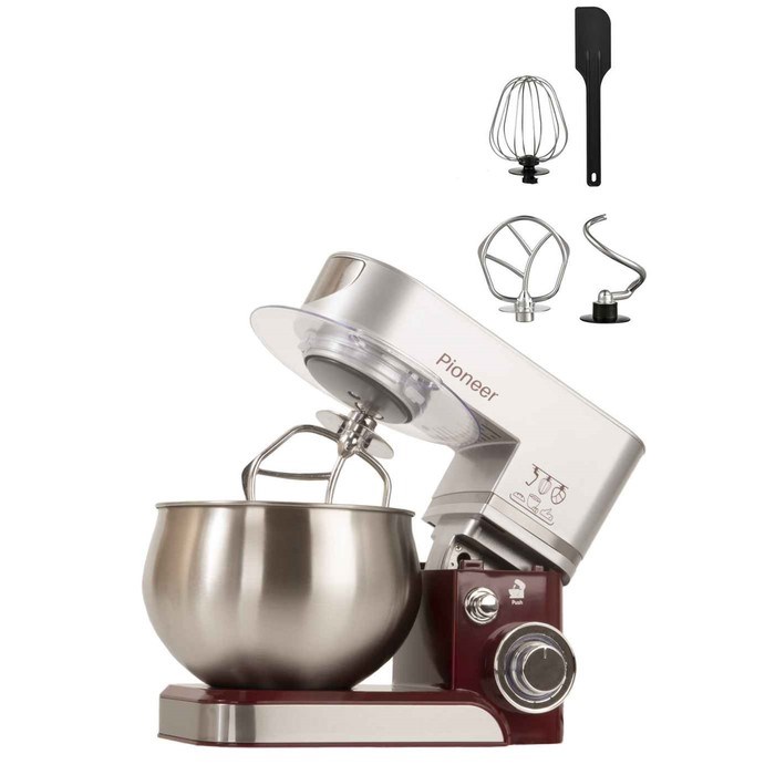 Миксер Pioneer MX322 планетарный, 1000 Вт, 6 скоростей, 5 л, бордово-серебристый - фото 51405452 Миксер Pioneer MX322 планетарный, 1000 Вт, 6 скоростей, 5 л, бордово-серебристый - фото 51405452