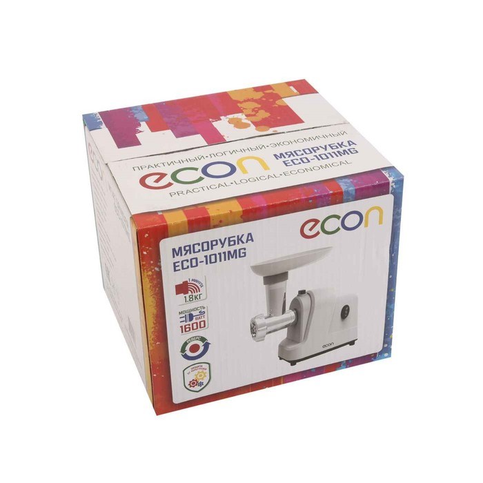 Мясорубка электрическая Econ ECO-1011MG, 1600Вт, реверс, 1 скорость, цвет белый - фото 51405569 Мясорубка электрическая Econ ECO-1011MG, 1600Вт, реверс, 1 скорость, цвет белый - фото 51405569