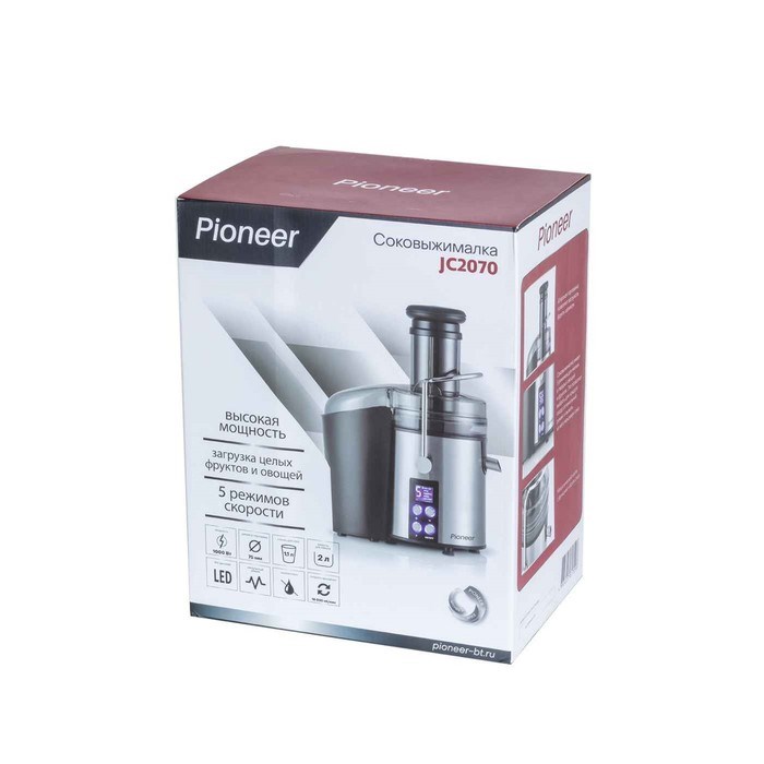 Соковыжималка Pioneer JC2070, 1000Вт, 5 скоростей, 1100 мл, цвет чёрно-серебристый - фото 51405636 Соковыжималка Pioneer JC2070, 1000Вт, 5 скоростей, 1100 мл, цвет чёрно-серебристый - фото 51405636