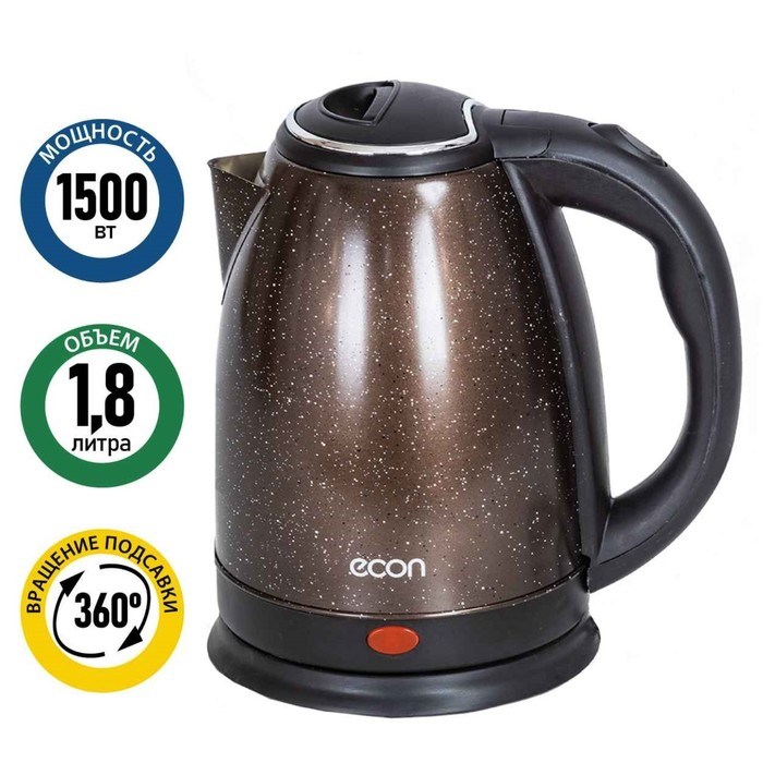 Чайник электрический Econ ECO-1892 KE, 1500 Вт, 1.8 л, коричневый - фото 51405744 Чайник электрический Econ ECO-1892 KE, 1500 Вт, 1.8 л, коричневый - фото 51405744