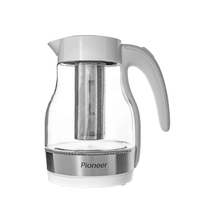 Чайник электрический Pioneer KE802G, стекло, 2200 Вт, 1.7 л, белый - фото 51405764 Чайник электрический Pioneer KE802G, стекло, 2200 Вт, 1.7 л, белый - фото 51405764