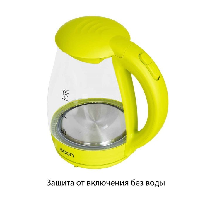 Чайник электрический Econ ECO-1739KE, 2200 Вт, стекло, 1,7 л, цвет лайм - фото 51405786 Чайник электрический Econ ECO-1739KE, 2200 Вт, стекло, 1,7 л, цвет лайм - фото 51405786