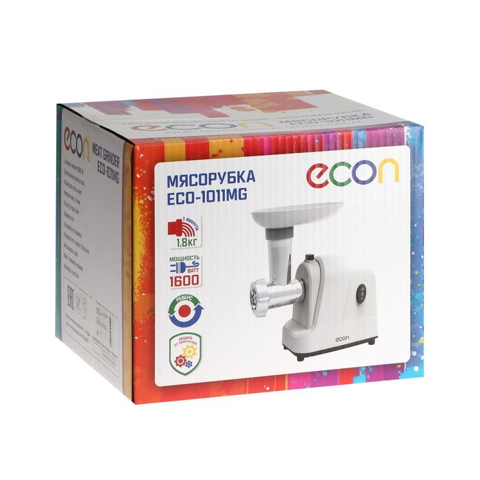Мясорубка Econ ECO-1011MG, 1600 Вт, реверс, кеббе, белая - фото 51406300 Мясорубка Econ ECO-1011MG, 1600 Вт, реверс, кеббе, белая - фото 51406300