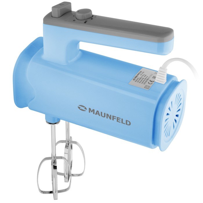 Миксер MAUNFELD MF-331BL, ручной, 300 Вт, 8 скоростей, 4 насадки, голубой - фото 51406534 Миксер MAUNFELD MF-331BL, ручной, 300 Вт, 8 скоростей, 4 насадки, голубой - фото 51406534