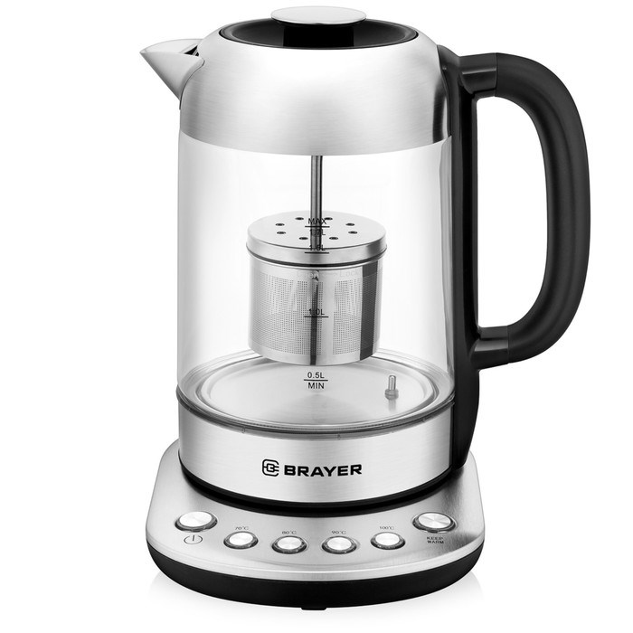 Чайник электрический BRAYER 1028BR, 2200 Вт, 1,7 л, стеклянный корпус, ситечко - фото 51406628 Чайник электрический BRAYER 1028BR, 2200 Вт, 1,7 л, стеклянный корпус, ситечко - фото 51406628