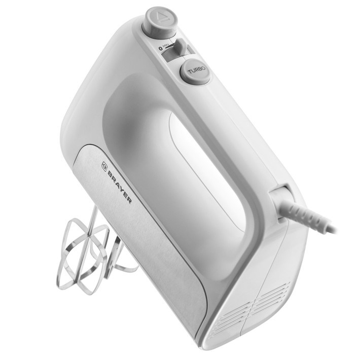 Миксер BRAYER 1303BR, ручной, 500 Вт, 5 скоростей, бело-серебристый - фото 51406716 Миксер BRAYER 1303BR, ручной, 500 Вт, 5 скоростей, бело-серебристый - фото 51406716