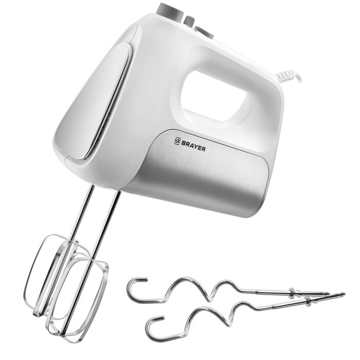 Миксер BRAYER 1303BR, ручной, 500 Вт, 5 скоростей, бело-серебристый - фото 51406720 Миксер BRAYER 1303BR, ручной, 500 Вт, 5 скоростей, бело-серебристый - фото 51406720