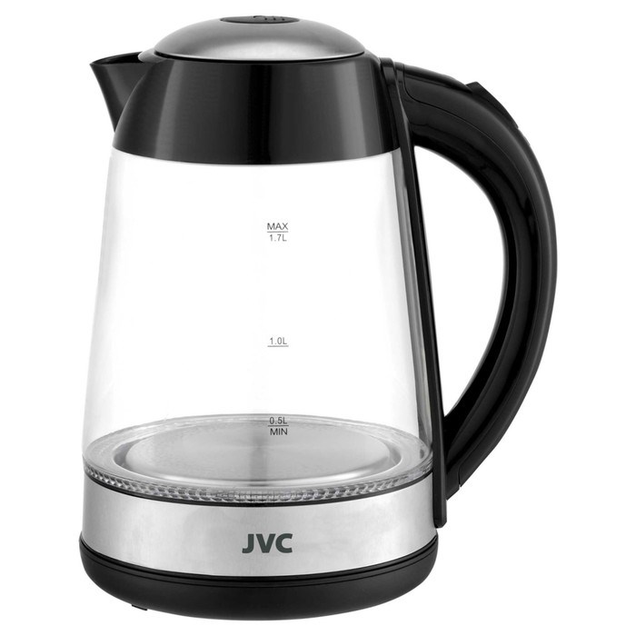 Чайник электрический jvc JK-KE1705, стеклянный, 2200 Вт, 1.7 л, чёрный - фото 51406957 Чайник электрический jvc JK-KE1705, стеклянный, 2200 Вт, 1.7 л, чёрный - фото 51406957