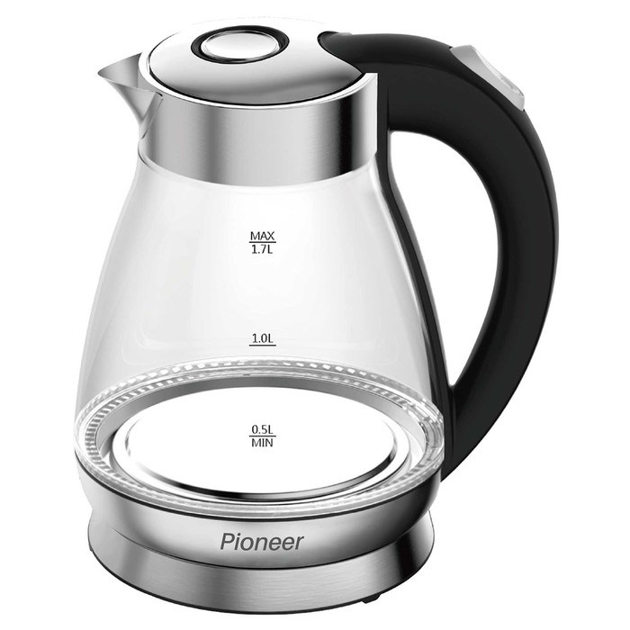 Чайник электрический Pioneer KE809G, стекло, 1.7 л, 2200 Вт, цвет металл, чёрный - фото 51406973 Чайник электрический Pioneer KE809G, стекло, 1.7 л, 2200 Вт, цвет металл, чёрный - фото 51406973