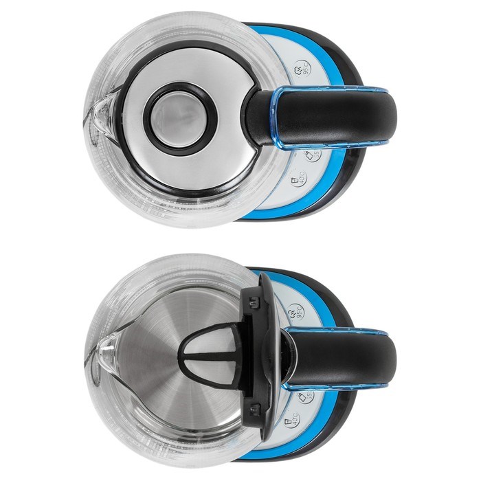 Чайник электрический Pioneer KE820G, стекло, 1.7 л, 2200 Вт, цвет чёрный с синим - фото 51406981 Чайник электрический Pioneer KE820G, стекло, 1.7 л, 2200 Вт, цвет чёрный с синим - фото 51406981