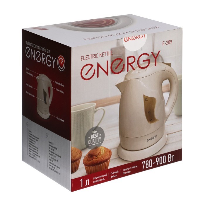 Чайник электрический ENERGY E-209, пластик, 1 л, 850 Вт, бело-голубой - фото 51407194 Чайник электрический ENERGY E-209, пластик, 1 л, 850 Вт, бело-голубой - фото 51407194