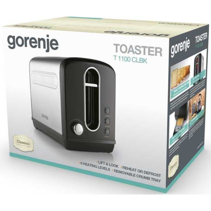 Тостер Gorenje T1100CLBK, 860 Вт, 6 режимов, 2 тоста, чёрный - фото 51407610 Тостер Gorenje T1100CLBK, 860 Вт, 6 режимов, 2 тоста, чёрный - фото 51407610