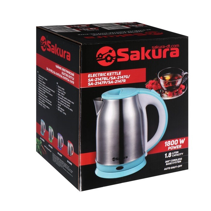 Чайник электрический Sakura SA-2147P, 1.8 л, 1800 Вт, пурпурный - фото 51407679 Чайник электрический Sakura SA-2147P, 1.8 л, 1800 Вт, пурпурный - фото 51407679