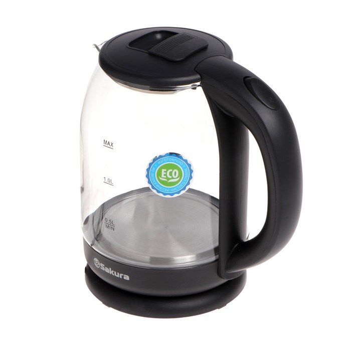 Чайник электрический Sakura SA-2709SPBK, стекло, 1.8 л, 1800 Вт, чёрный - фото 51407745 Чайник электрический Sakura SA-2709SPBK, стекло, 1.8 л, 1800 Вт, чёрный - фото 51407745