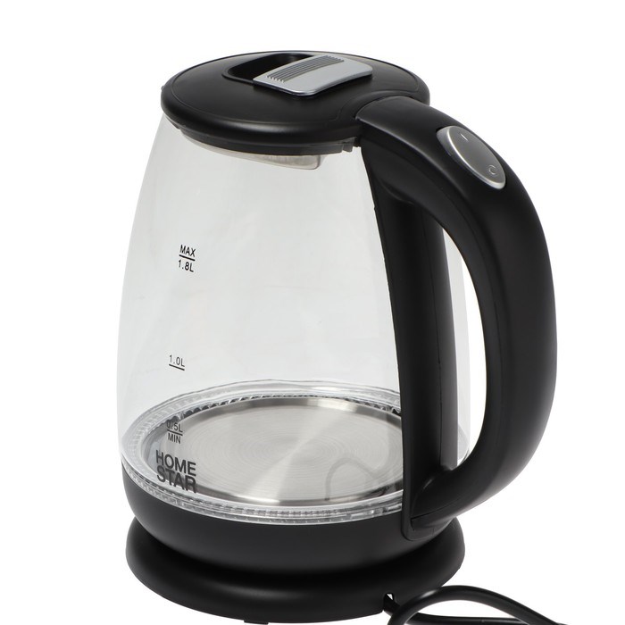 Чайник электрический Homestar HS-1018, стекло, 1.8 л, 1500 Вт, чёрный - фото 51407863 Чайник электрический Homestar HS-1018, стекло, 1.8 л, 1500 Вт, чёрный - фото 51407863