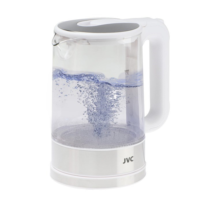Чайник электрический jvc JK-KE1520, стекло, 1.7 л, 2200 Вт, серебристо-белый - фото 51407890 Чайник электрический jvc JK-KE1520, стекло, 1.7 л, 2200 Вт, серебристо-белый - фото 51407890