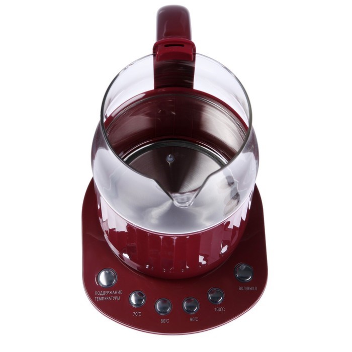 Чайник электрический KELLI KL-1373, стекло, 1.7 л, 2200 Вт, бордовый - фото 51408151 Чайник электрический KELLI KL-1373, стекло, 1.7 л, 2200 Вт, бордовый - фото 51408151